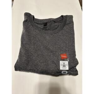Men’s Hanes Charcoal Heather Short Sleeve Crew Neck Shirt Large NEW!